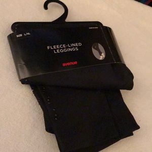 NWT Plus Fleece lined leggings with black beading